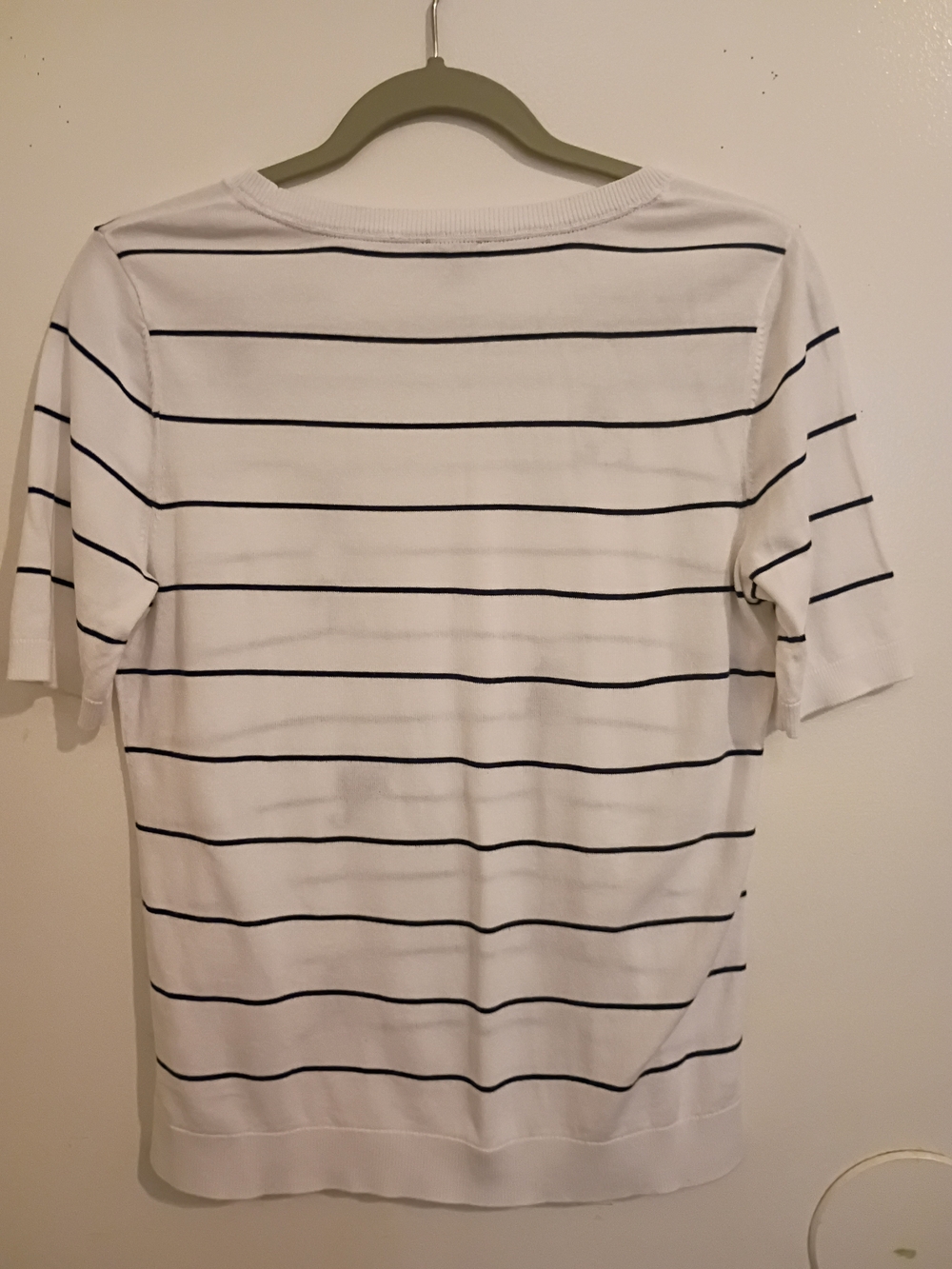 Talbots White Sweater with Navy Cat Motif Stripes Sz S - Picture 2 of 6